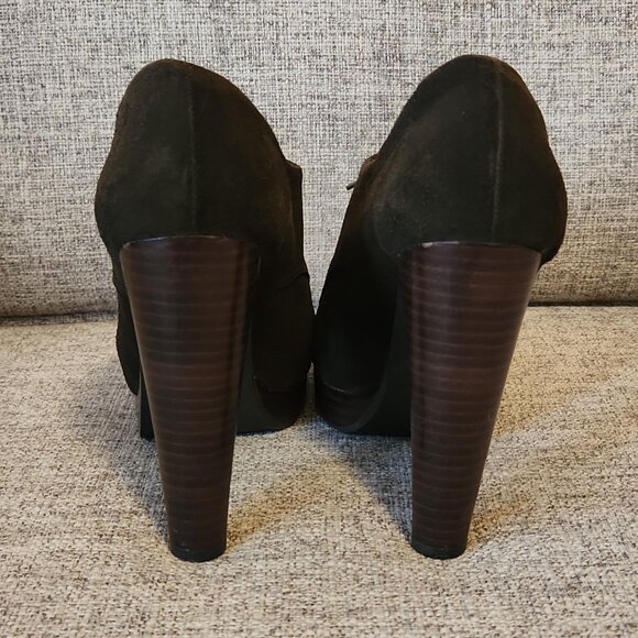 Spiegel Brown Suede Heeled Ankle Boots - Picture 3 of 5